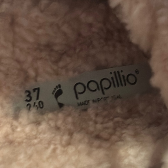 Papillio by Birkenstock Arizona Big Buckle Shearling Teddy Sandals Crystal Rose - Picture 7 of 9